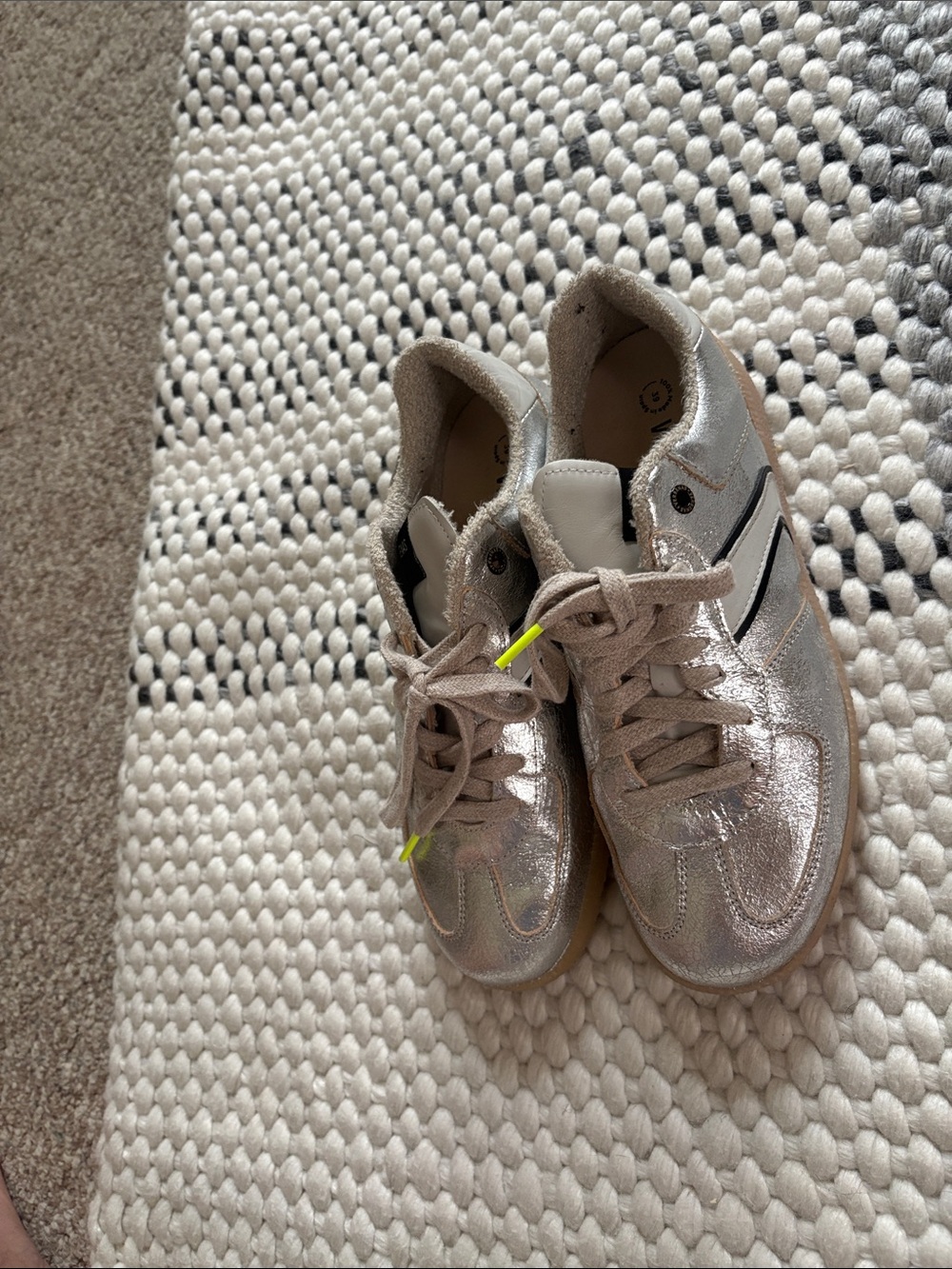 Woman’s  Metallic Silver Lace-Up Sneakers